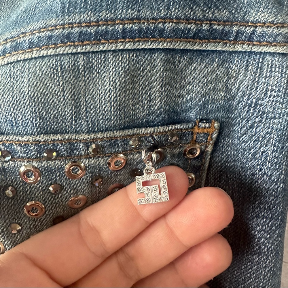 ST. JOHN Evening “Fashion Fit” Studded Jeweled Denim Rhinestone Jeans Size 4 - Picture 6 of 10